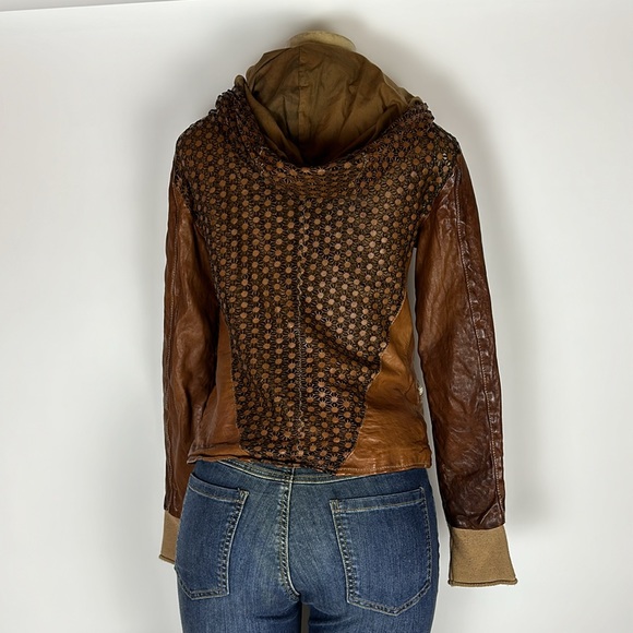 Giorgio Brato Leather Hoodie Jacket Women’s Size 40 - Picture 4 of 14